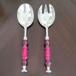 Stylish Fuchsia Handled Serving Utensils
